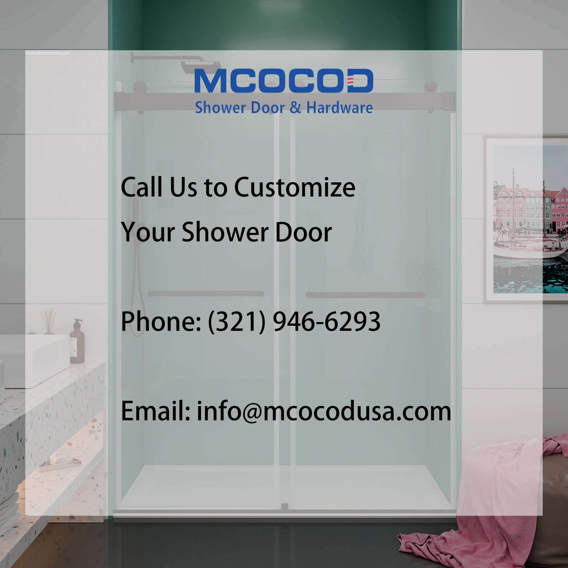 MCOCOD Customize DS01 Double Sliding Frameless Glass Shower Door