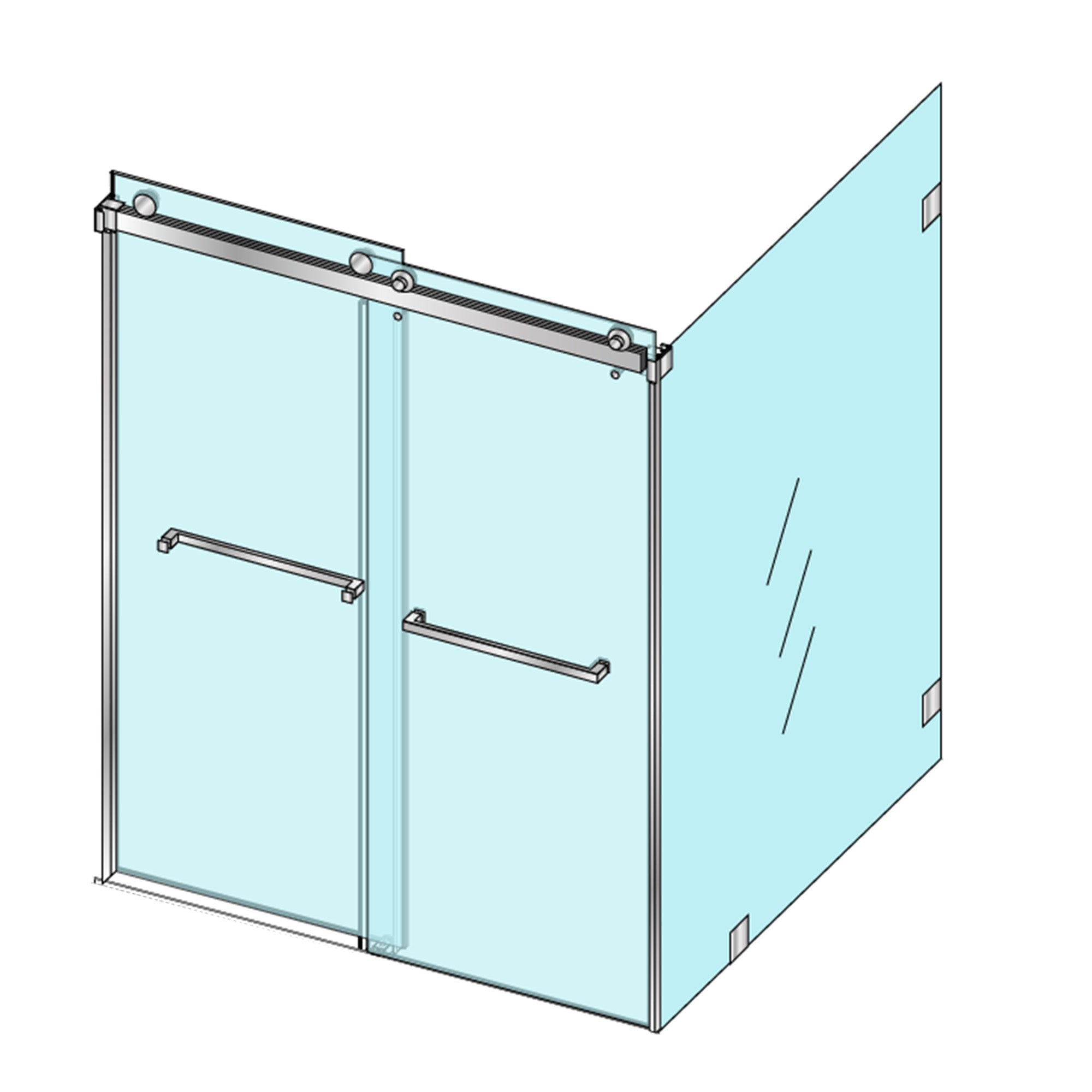 Double Sliding Door with Return Panel with Anti Collision Block--DS01-RP