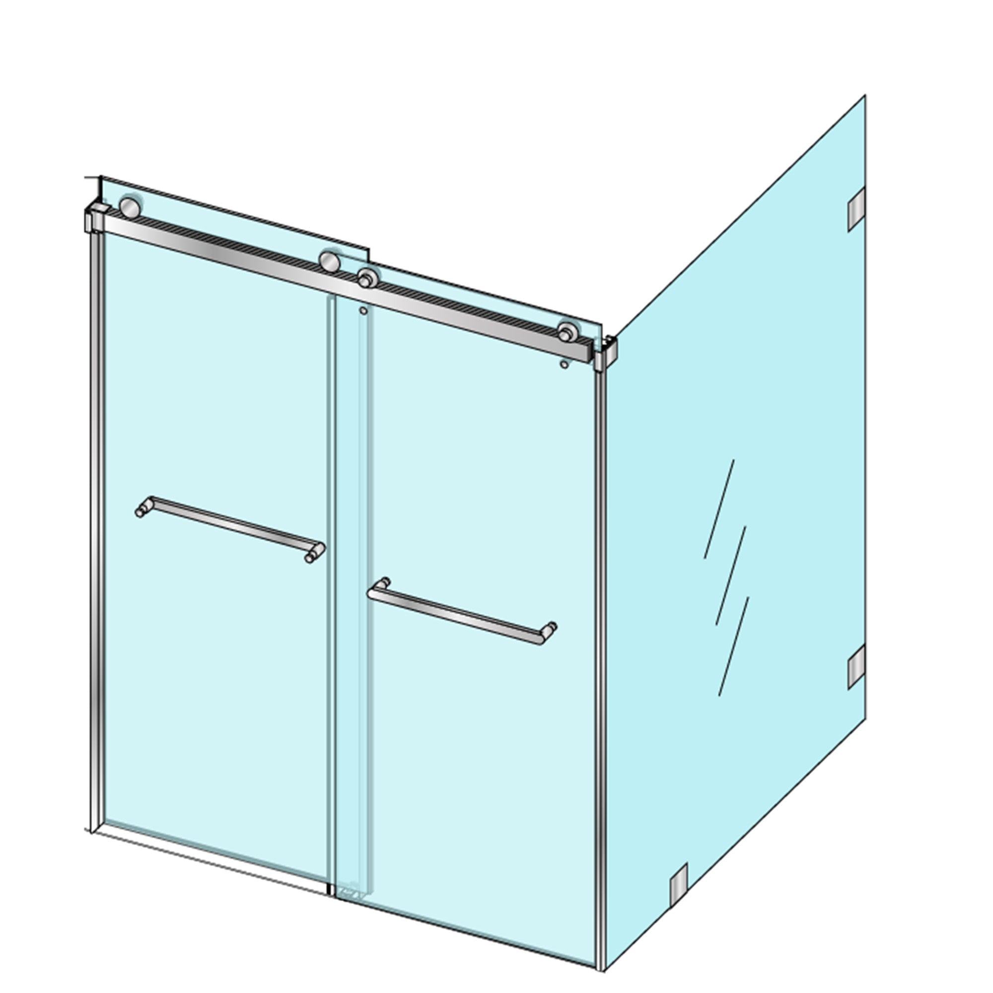 Soft Close Double Sliding Door with Return Panel--DS13-RP