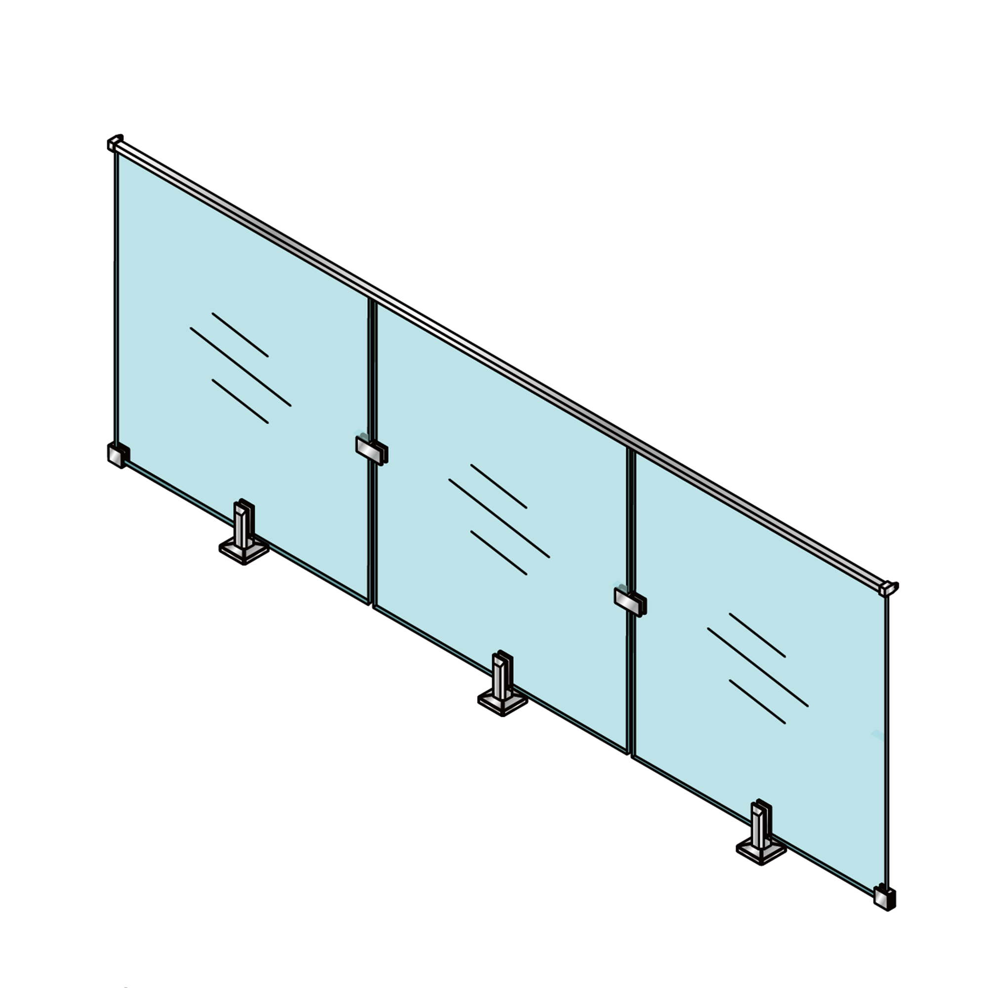 1/2" Tempered Glass Balcony Stainless Steel Handrail-- Single style