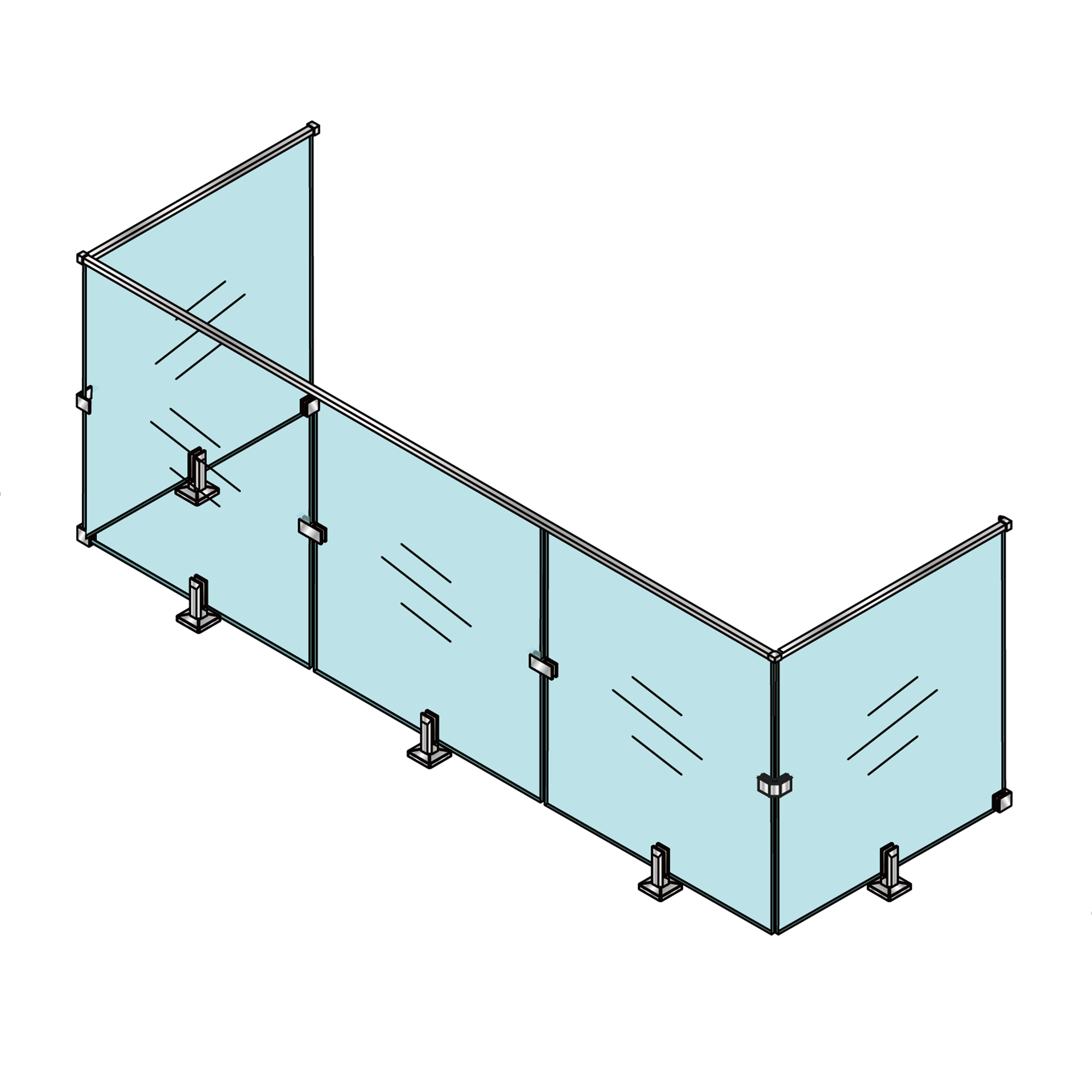 1/2" Tempered Glass Balcony Stainless Steel Handrail--U style