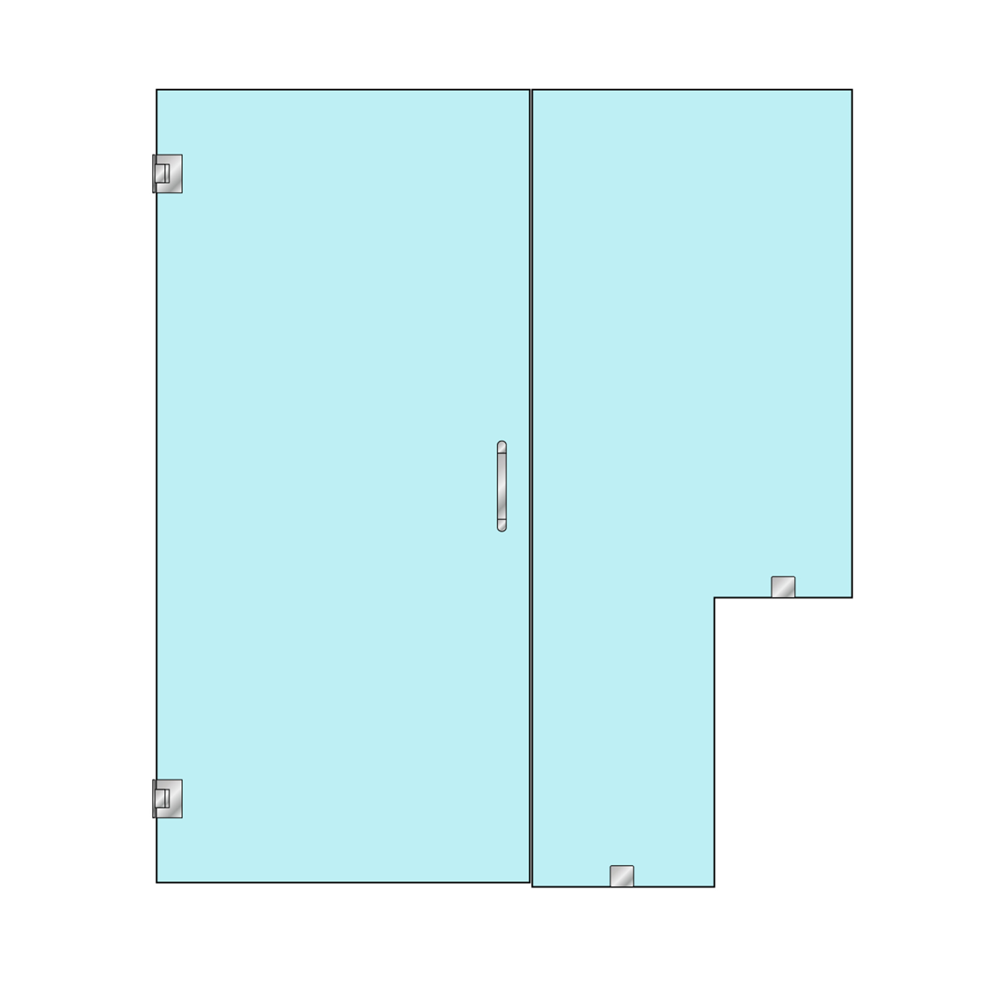 Swing Door Frameless with Cutout--H06-4