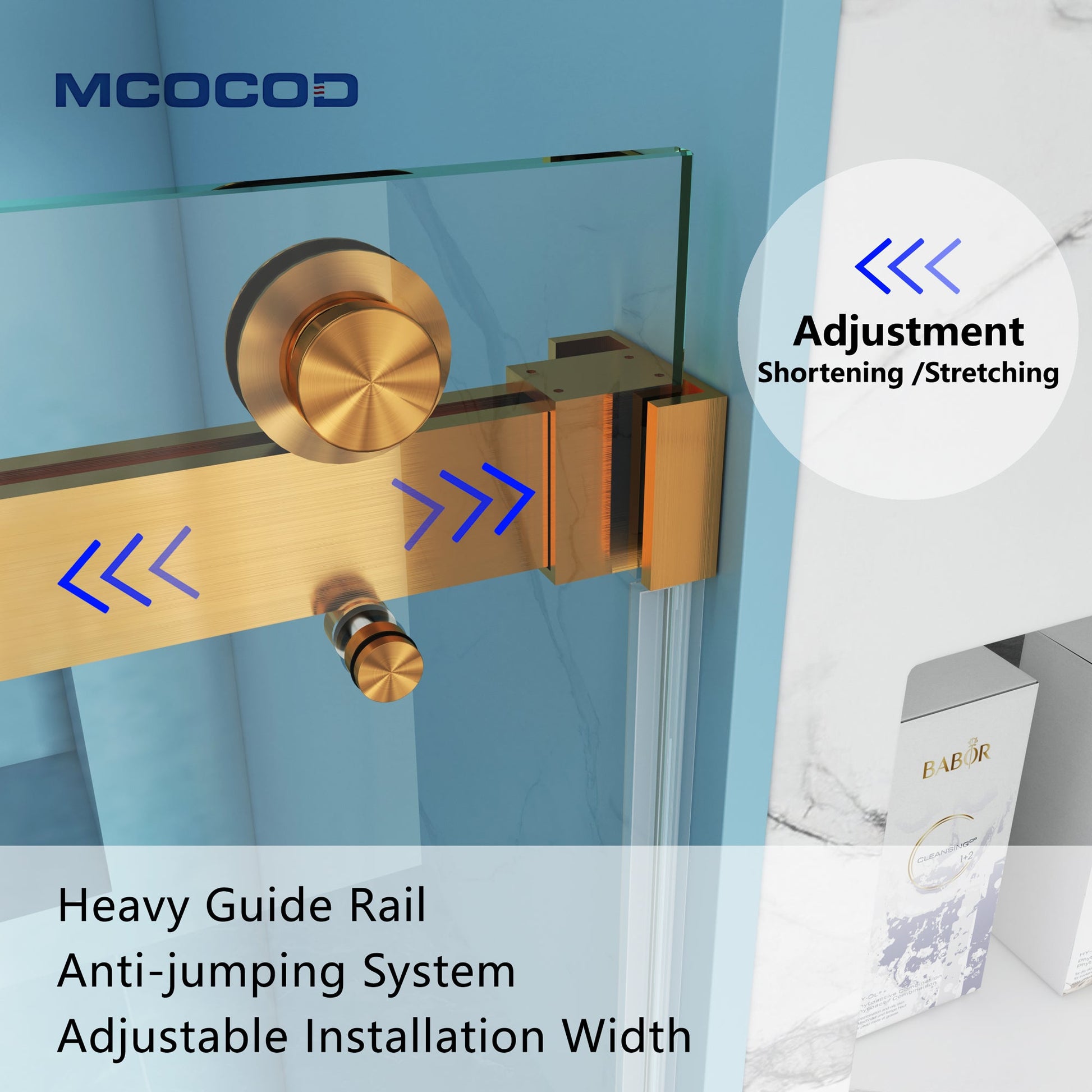 MCOCOD DS01 Shower Door with Heavy Guide Rail