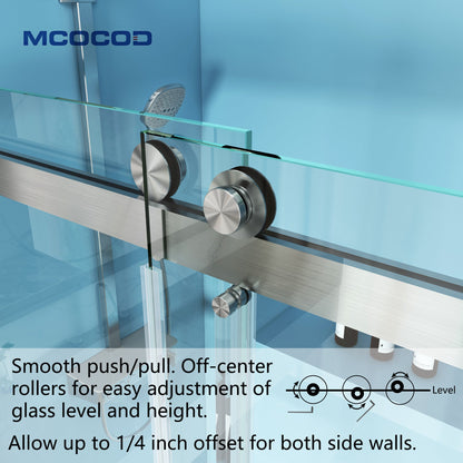 MCOCOD DS01 Shower Door with Smooth push/pull off-center rollers