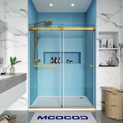 MCOCOD DS02A Double Sliding Frameless Shower Door in Brushed Gold