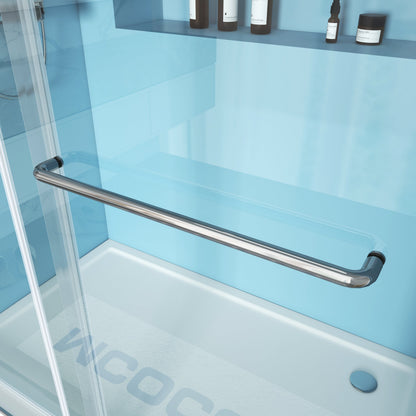 MCOCOD DS03 Bathtub Shower Doors - Double Sliding Frameless Bathtub Shower Door with Tower Bar