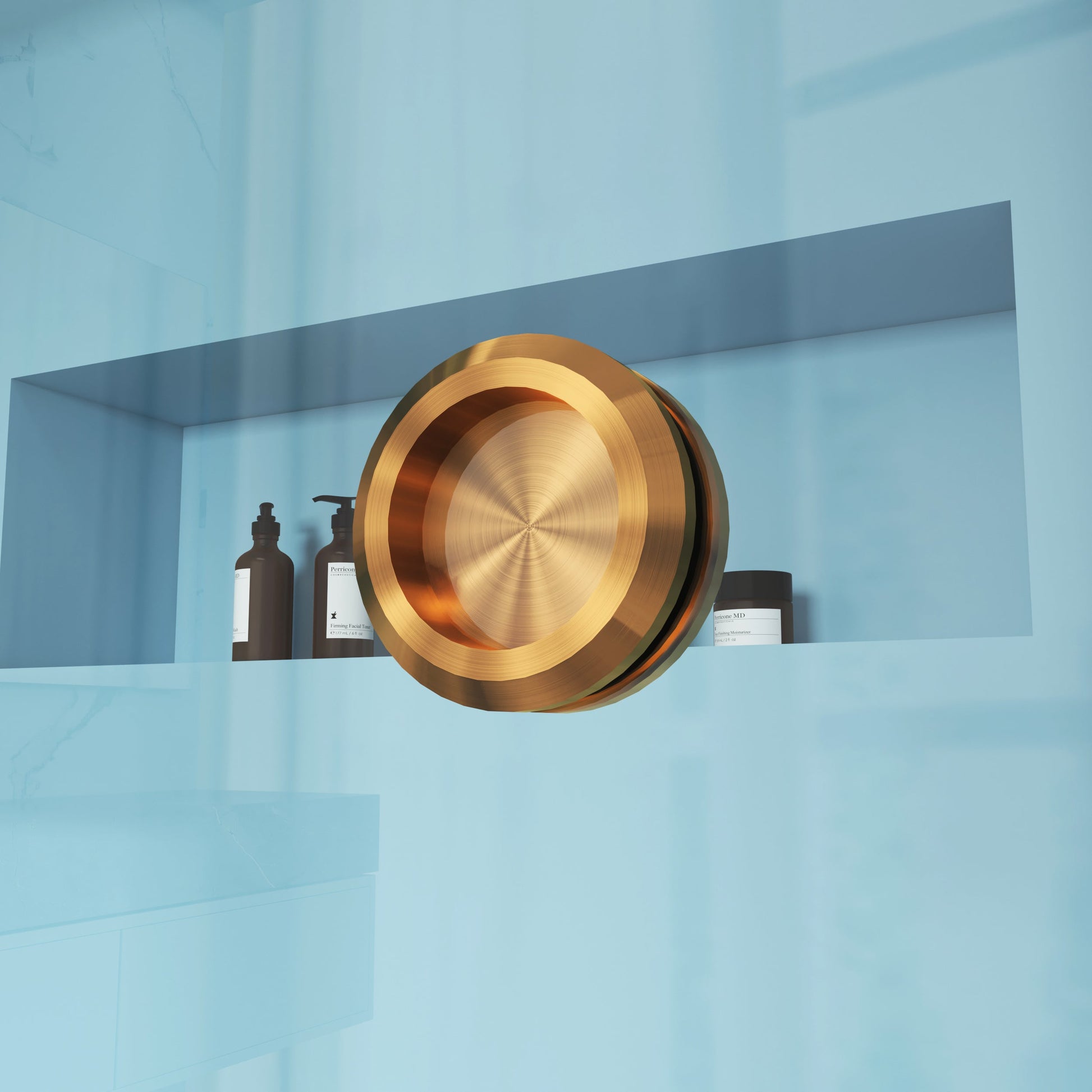 MCOCOD DS13H Soft-Closing Double Sliding Frameless Shower Door with One Brushed Gold Finger Pull
