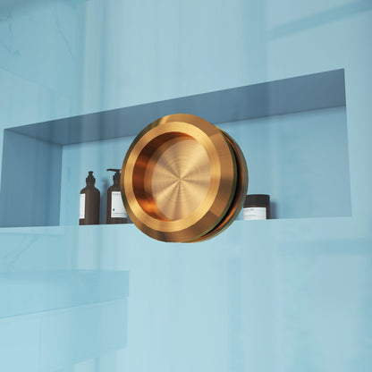 MCOCOD DS13H Soft-Closing Double Sliding Frameless Shower Door with One Brushed Gold Finger Pull
