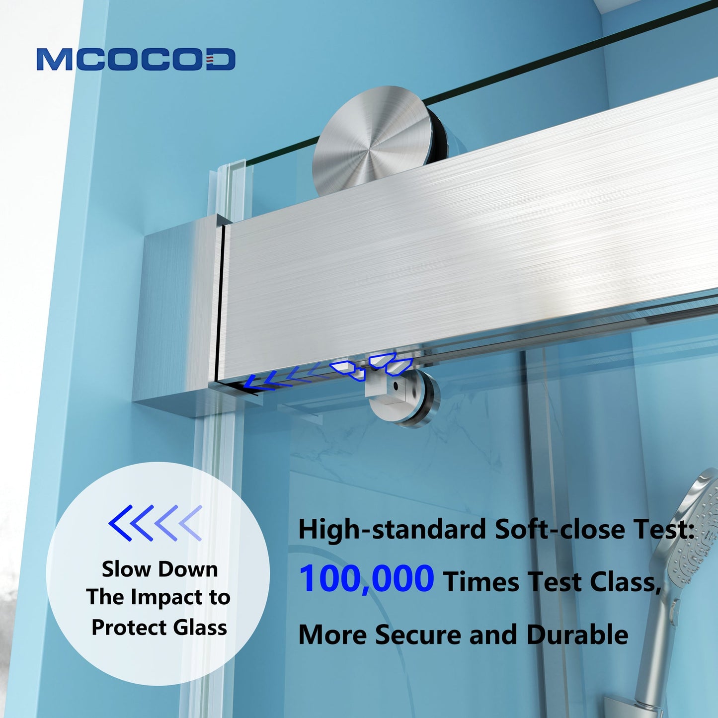 MCOCOD DS13H Soft-Closing Double Sliding Frameless Shower Door with One Finger Pull with High-standard Soft-closing System