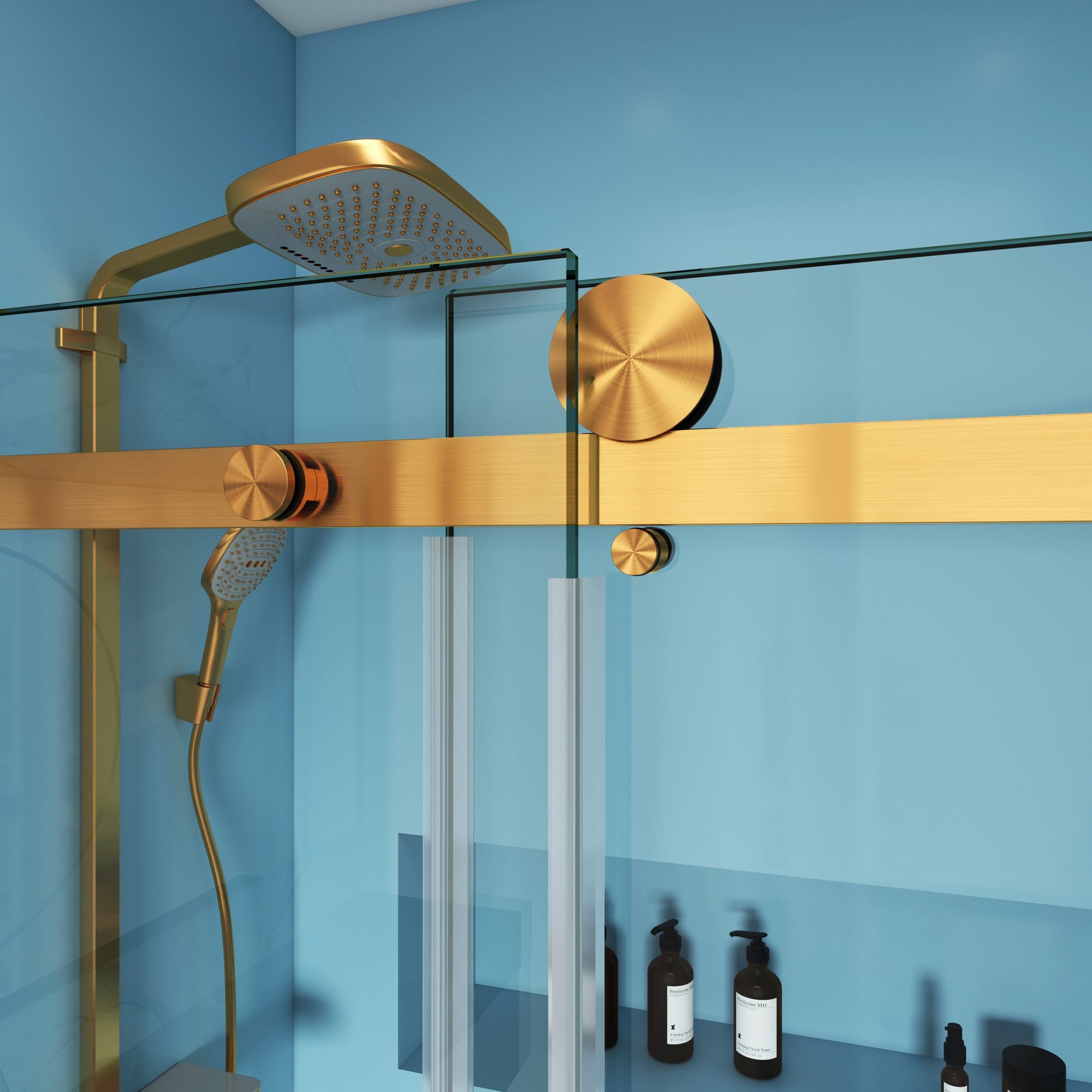 MCOCOD SS05 Bathtub Shower Doors - Single Sliding Frameless Bathtub Shower Door with Top Rail Rollers