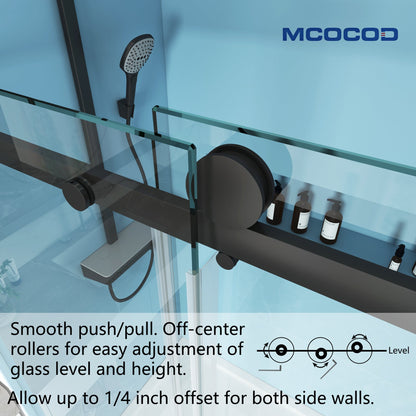 MCOCOD SS05 Single Sliding Frameless Shower Door with Smooth Push