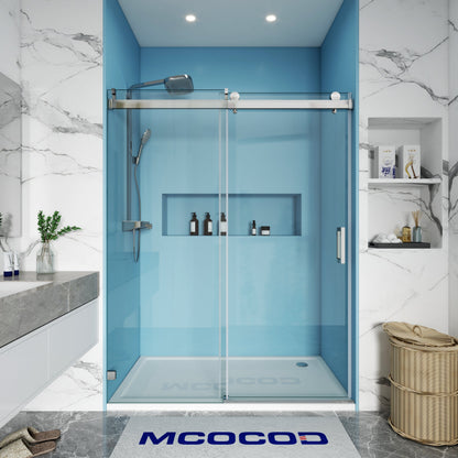 MCOCOD SS08 Soft-Closing Single Sliding Frameless Shower Door with Chrome