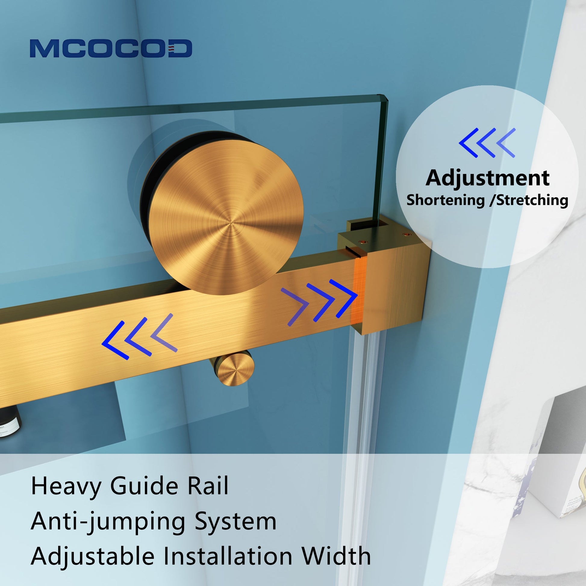 MCOCOD SS08 Soft-Closing Single Sliding Frameless Shower Door with Guide Rail