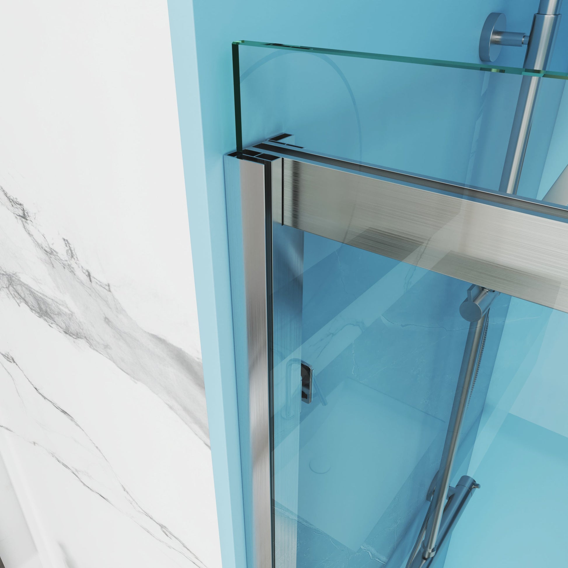 MCOCOD SS13S Bathtub Shower Doors - 60"W × 66"H Single Sliding Bathtub Shower Door with Semi Frameless System
