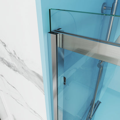 MCOCOD SS13S Bathtub Shower Doors - 60"W × 66"H Single Sliding Bathtub Shower Door with Semi Frameless System