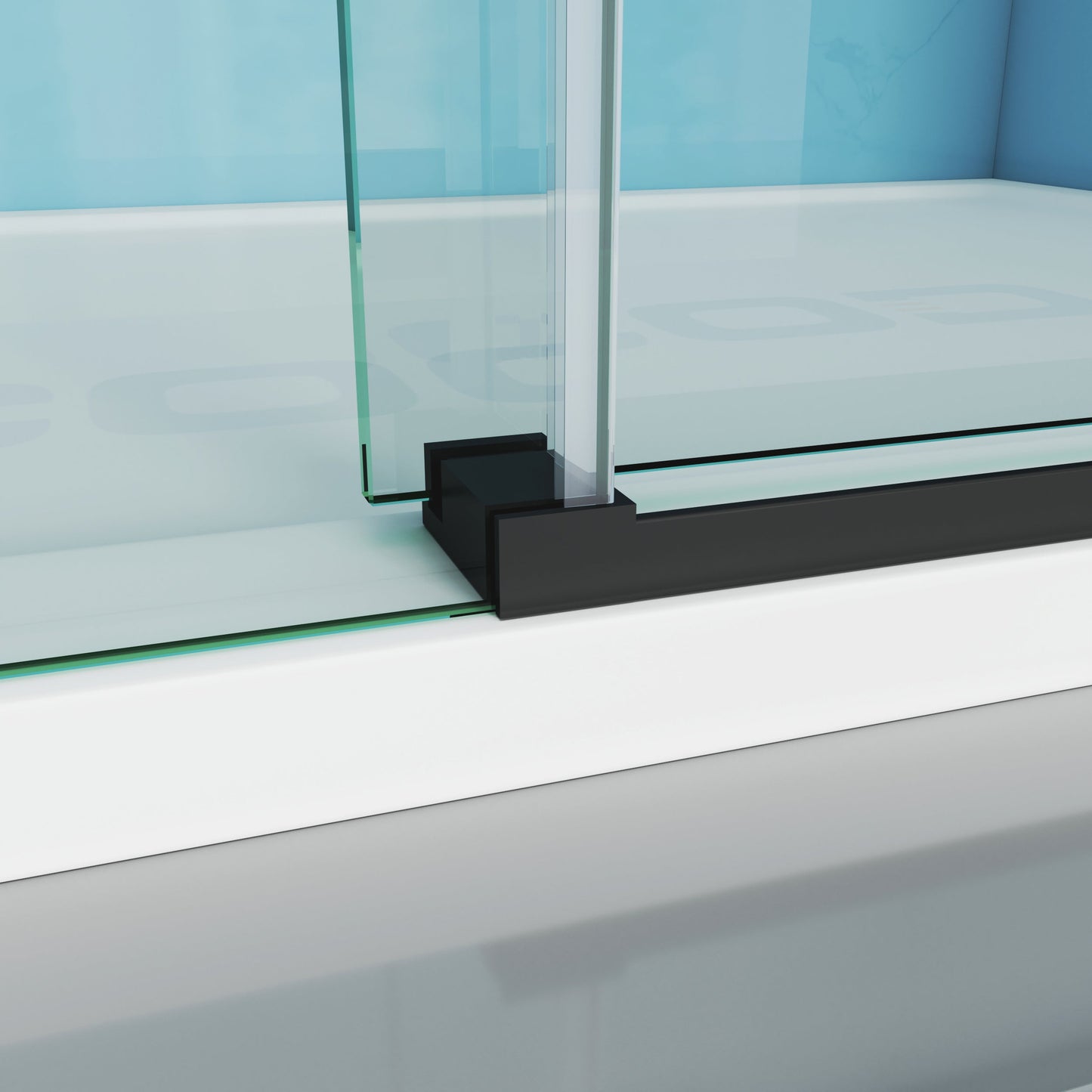 MCOCOD SS13S Bathtub Shower Doors - 60"W × 66"H Single Sliding Semi Frameless Bathtub Shower Door with Guide Block and Anti-splash Threshold