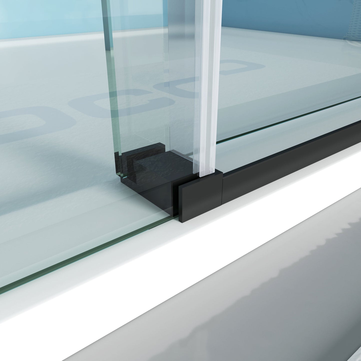 MCOCOD SS13 Bathtub Shower Doors - Soft-Closing Single Sliding Frameless Bathtub Shower Door with Guide Block and Anti-splash Threshold