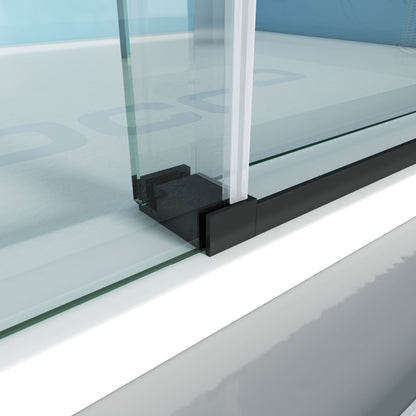 MCOCOD SS13 Bathtub Shower Doors - Soft-Closing Single Sliding Frameless Bathtub Shower Door with Guide Block and Anti-splash Threshold