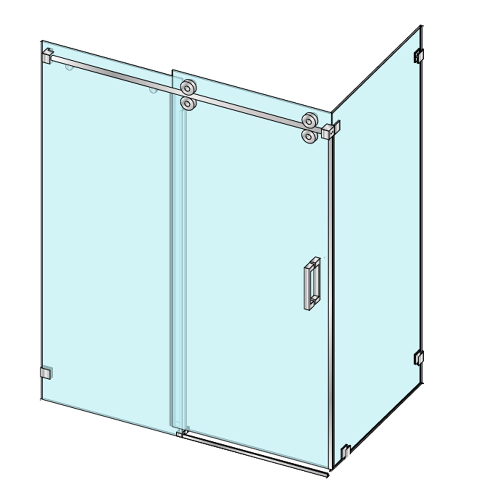 Square Guide Rail Single Sliding Door with Return Panel -- SS05-RP