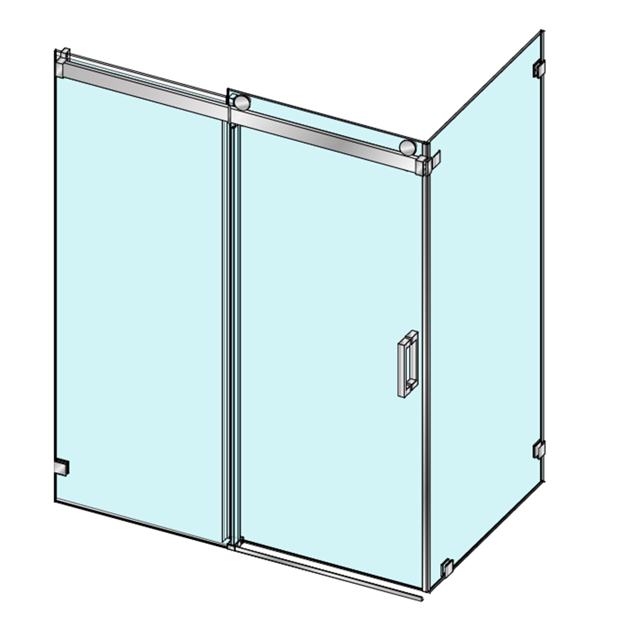 Soft Close Single Sliding Door with Square Guide Rail + Return Panel--SS08-RP