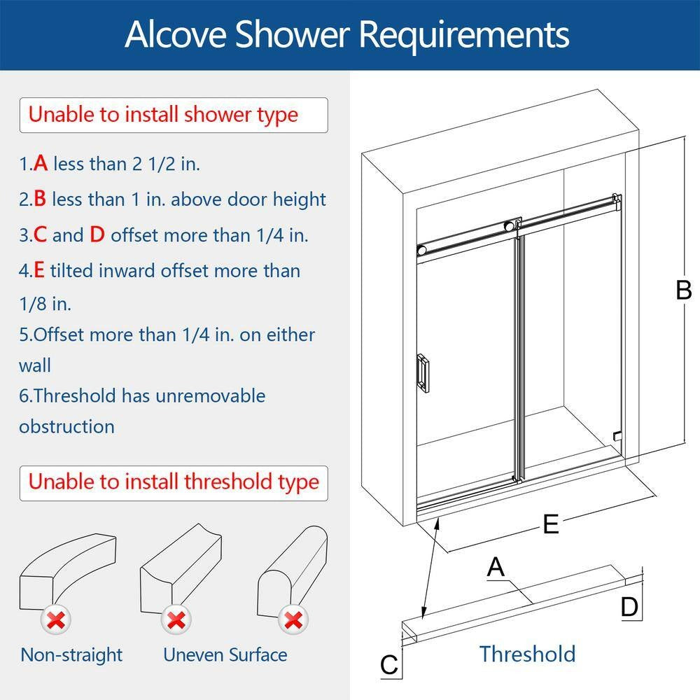 MCOCOD PRO SS08 Soft-Closing Single Sliding Frameless Shower Door