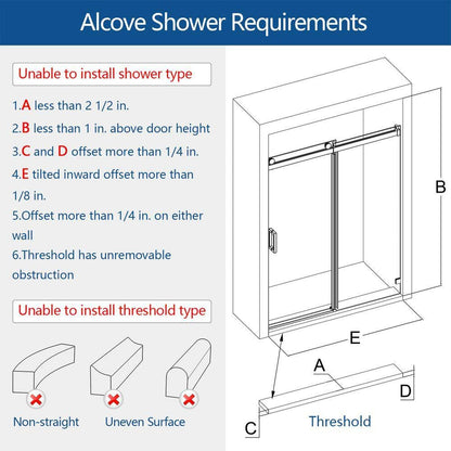MCOCOD PRO SS08 Soft-Closing Single Sliding Frameless Shower Door