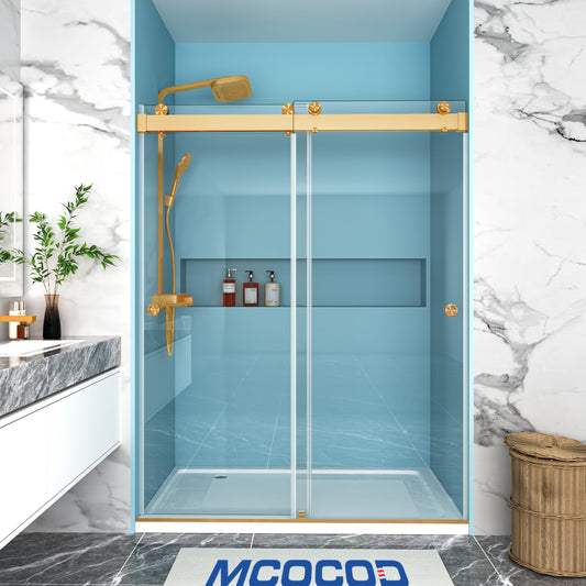 MCOCOD PRO DS13HFP Soft-Closing Double Sliding Frameless Shower Door with Two Finger Pulls