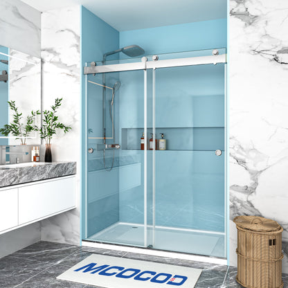 MCOCOD PRO DS13HFP Soft-Closing Double Sliding Frameless Shower Door with Two Finger Pulls
