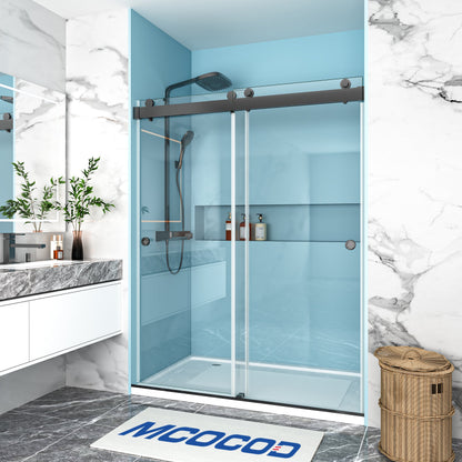 MCOCOD PRO DS13HFP Soft-Closing Double Sliding Frameless Shower Door with Two Finger Pulls
