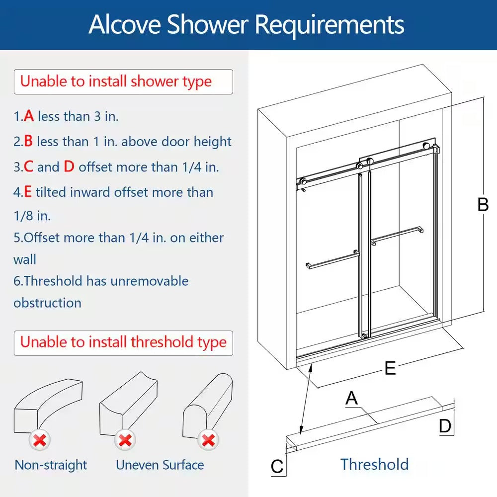 MCOCOD PRO DS01H Double Sliding Frameless Shower Door with One Finger Pull