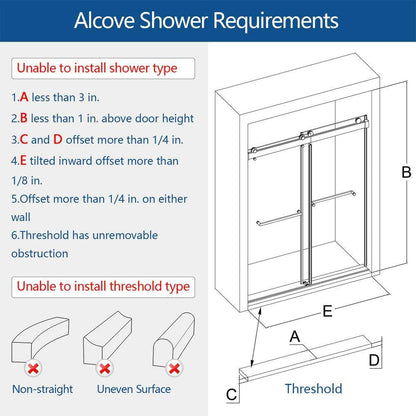 MCOCOD PRO DS13 Soft-Close Double Sliding Frameless Shower Door with Two Towel Bars
