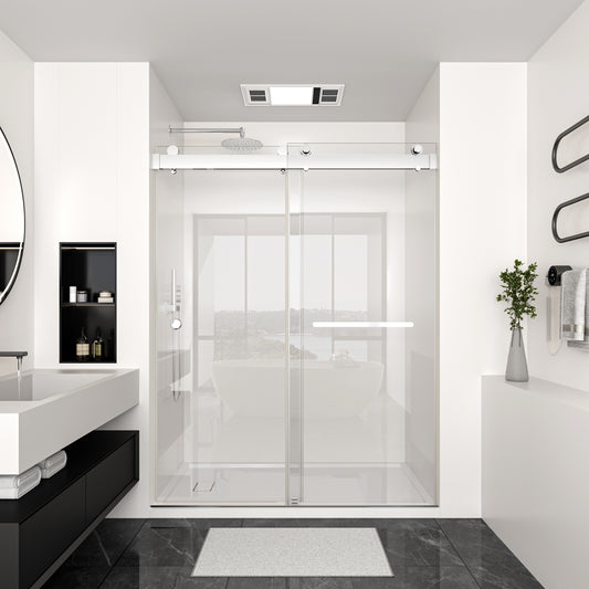 MCOCOD PRO DS13H Soft-Close Frameless Double Sliding Shower Door in Chrome