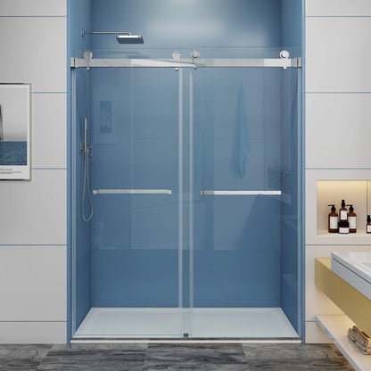 MCOCOD DS01 Double Sliding Frameless Glass Shower Door in Chrome