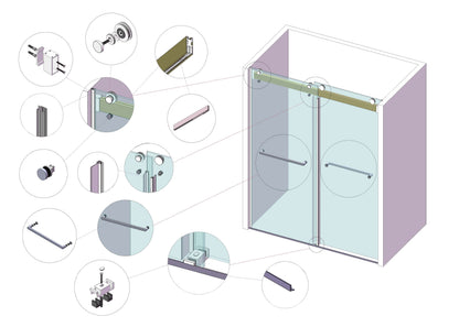 MCOCOD DS13 Soft-Closing Double Sliding Frameless Shower Door