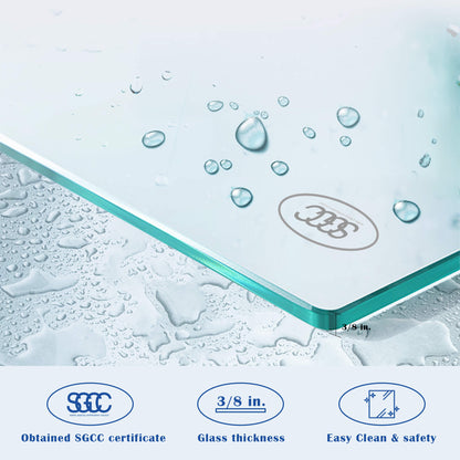 MCOCOD SS04 Reversible Single Sliding Frameless Shower Door, Easy Clean & Safety, SGCC Tempered Glass, 3/8 in. Glass Thickness