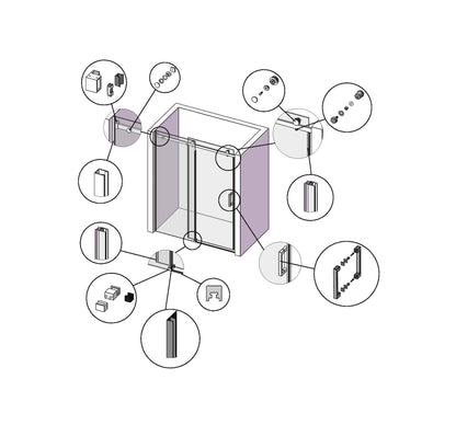MCOCOD SS05 Single Sliding Frameless Shower Door Hardware Accessories