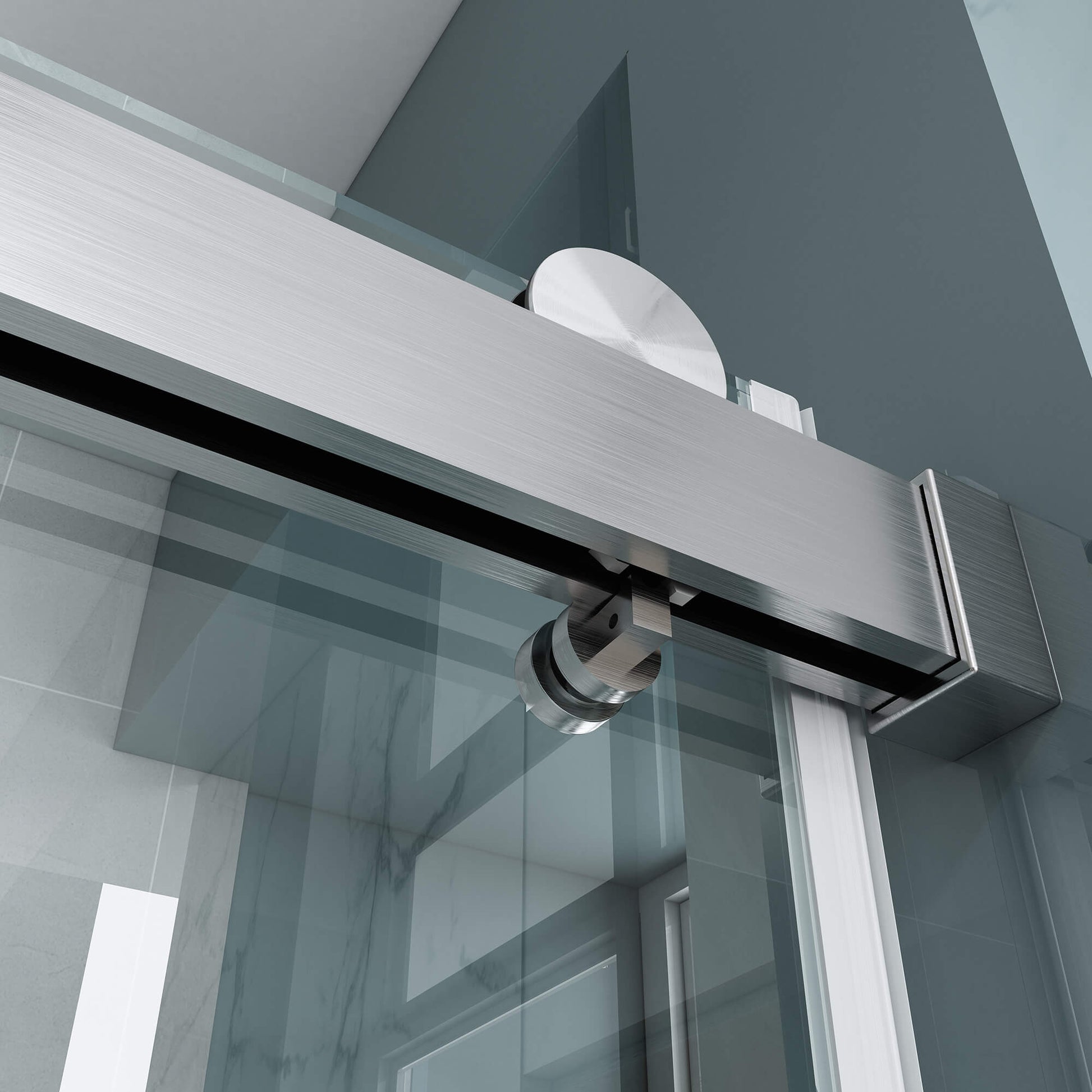 MCOCOD SS08 Soft-Closing Single Sliding Frameless Shower Door with Guide Rail